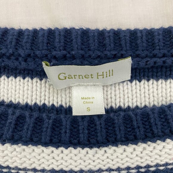 Garnet Hill Striped Sweater w/Button Decoration Size Small Nautical Navy White - Picture 10 of 12